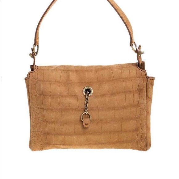 ***SOLD*****YSL Saint Laurent Nubuck Leather Croc Embossed Catwalk Bag - Picture 4 of 14